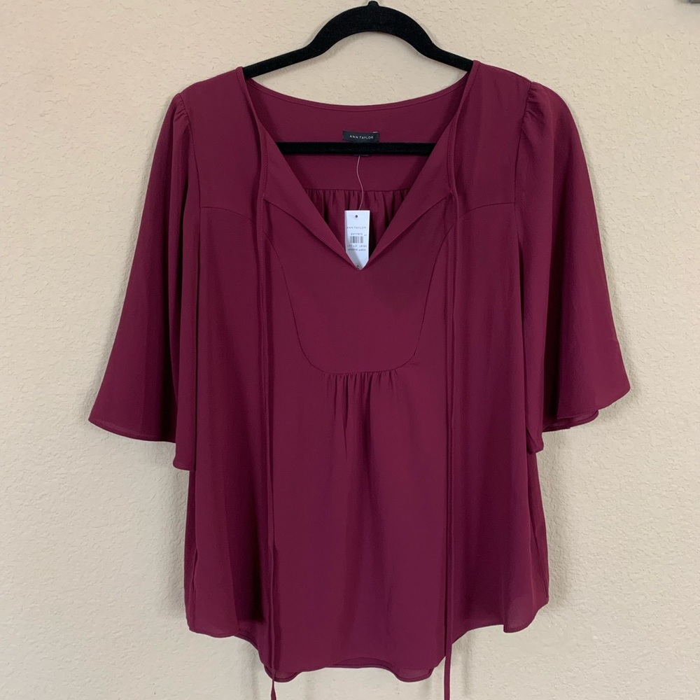 Ann Taylor Maroon Polyester Blouse size S
